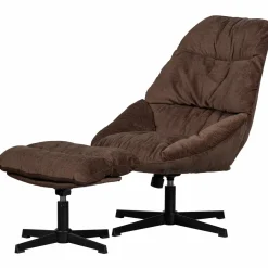Woood Yaro draaibare fauteuil met hocker espresso