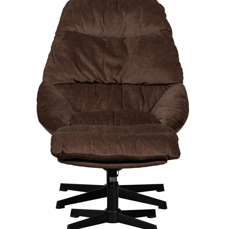 Woood Yaro draaibare fauteuil met hocker espresso