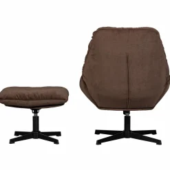 Woood Yaro draaibare fauteuil met hocker espresso