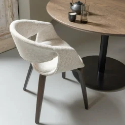 Woood Yossi eetkamerstoel naturel met houten poot donkerbruin
