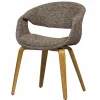 Woood Yossi eetkamerstoel bruin met houten poot naturel