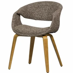 Woood Yossi eetkamerstoel bruin met houten poot naturel