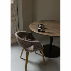 Woood Yossi eetkamerstoel bruin met houten poot naturel