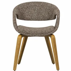 Woood Yossi eetkamerstoel bruin met houten poot naturel