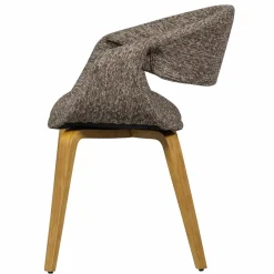 Woood Yossi eetkamerstoel bruin met houten poot naturel