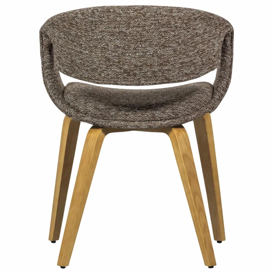 Woood Yossi eetkamerstoel bruin met houten poot naturel